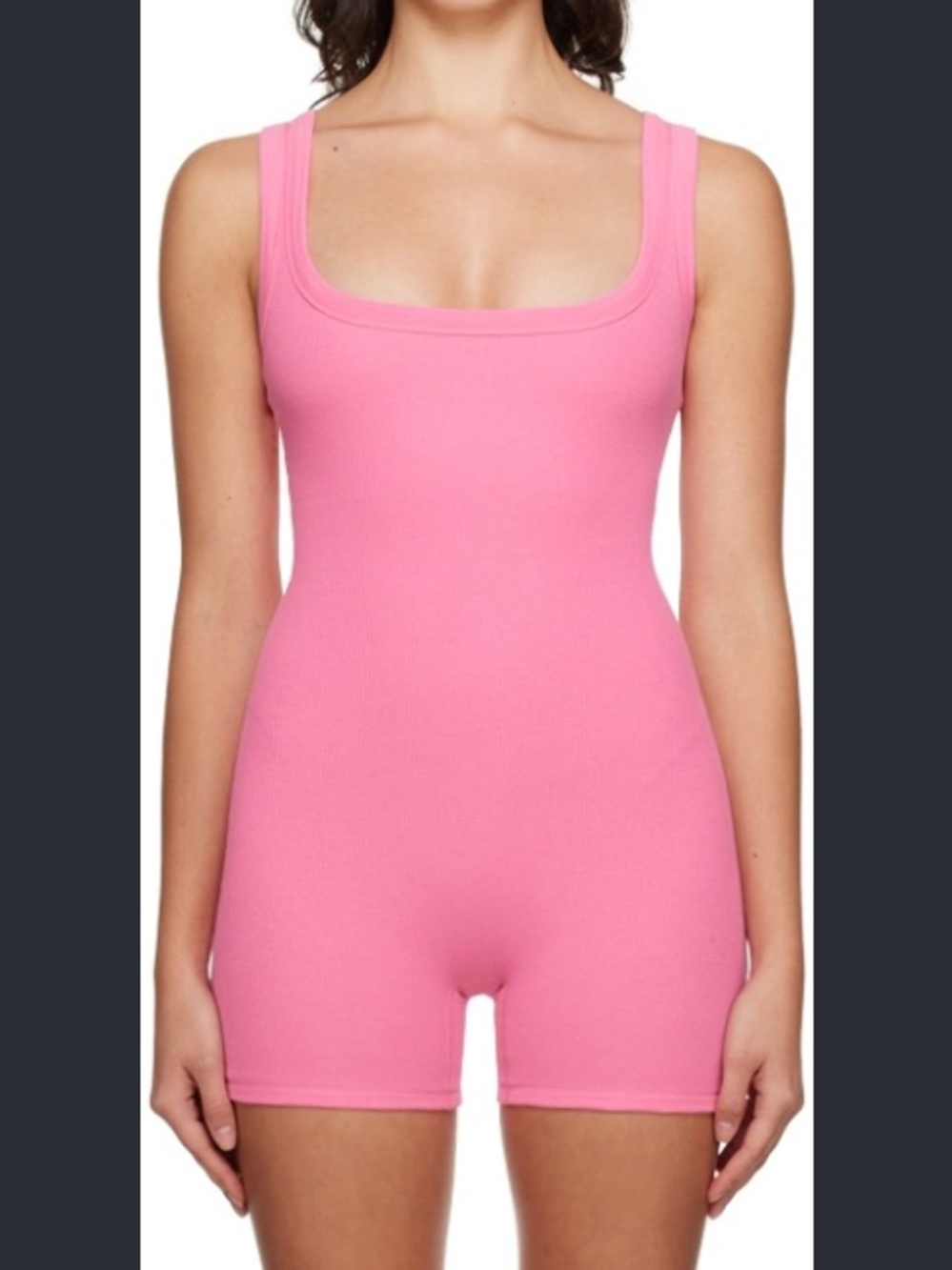 Skims bright pink ribbed short romper tank sexy size S